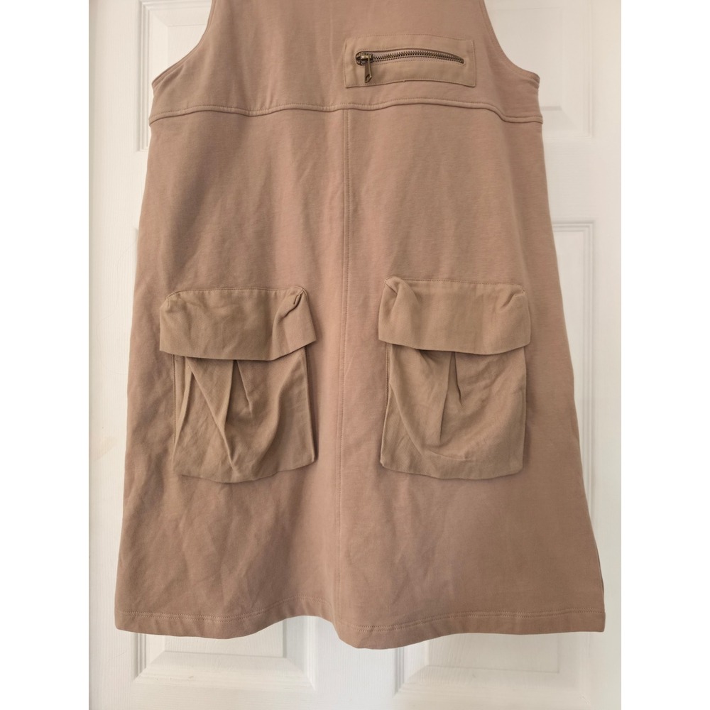 Zara Kids Tan Khaki Cargo Jumper Dress Always Wander Fleece Lined Size 13-14 164